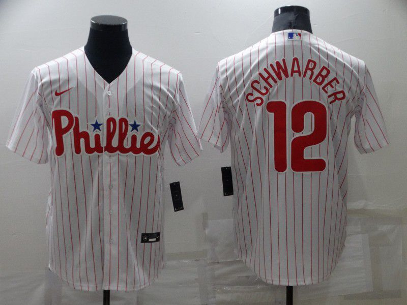 Men Philadelphia Phillies #12 Schwarber Red Strip Game 2022 Nike MLB Jersey->youth mlb jersey->Youth Jersey